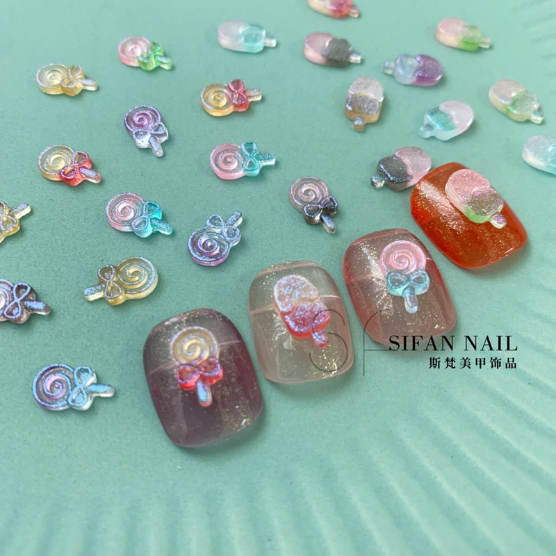 HOLIDAYNAIL Set charm kẹo loang màu ánh kim tuyến trang trí móng