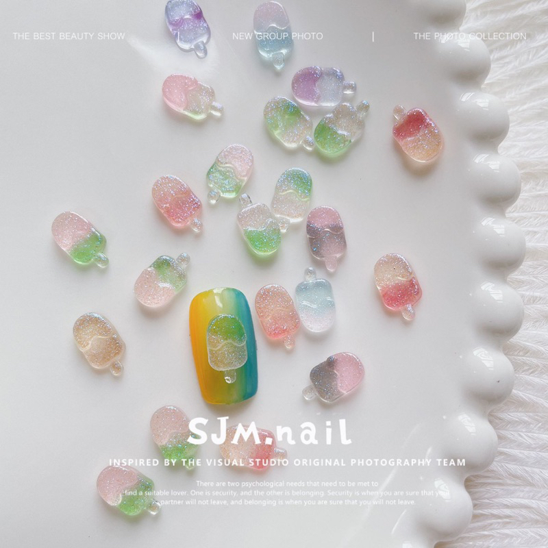 HOLIDAYNAIL Set charm kẹo loang màu ánh kim tuyến trang trí móng