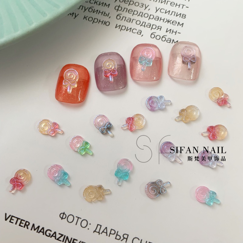 HOLIDAYNAIL Set charm kẹo loang màu ánh kim tuyến trang trí móng