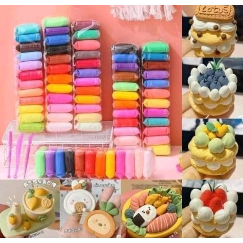 Đất nặn xốp, đất sét tự khô sét 12 màu