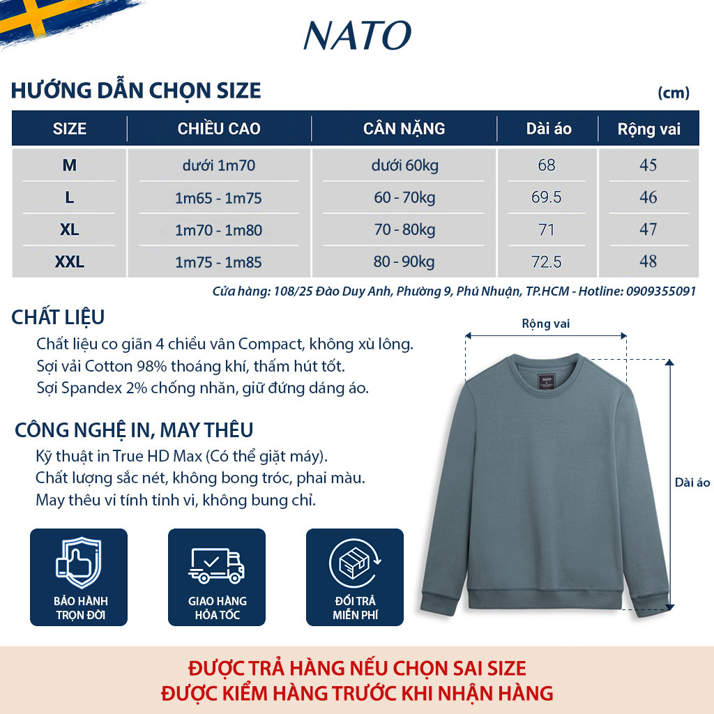 Áo Thun Tay Dài Nam SWEATER Trơn Vải Da Cá Cotton 100% Cao Cấp Basic Đẹp Màu Trắng Đen Đỏ Xanh Navy Co Giãn Dày NATO