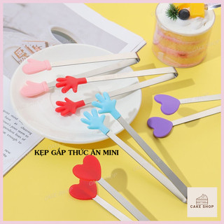 HCM - Kẹp gắp thức ăn bằng silicon và thép không gỉ, kẹp hình bàn tay, hình trái tim, hình bao tay CAKESHOP