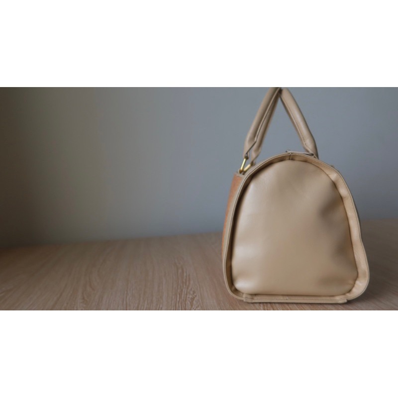 Túi trống da đan vintage Nhật màu pastel thanh lịch - secondhand