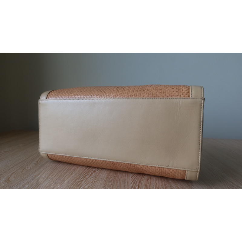 Túi trống da đan vintage Nhật màu pastel thanh lịch - secondhand