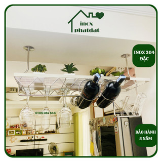 Kệ treo ly rượu vang quầy bar Inox 304 PHÁT ĐẠT, giá treo ly rượu vang gắn tường để chai rượu, quầy bar