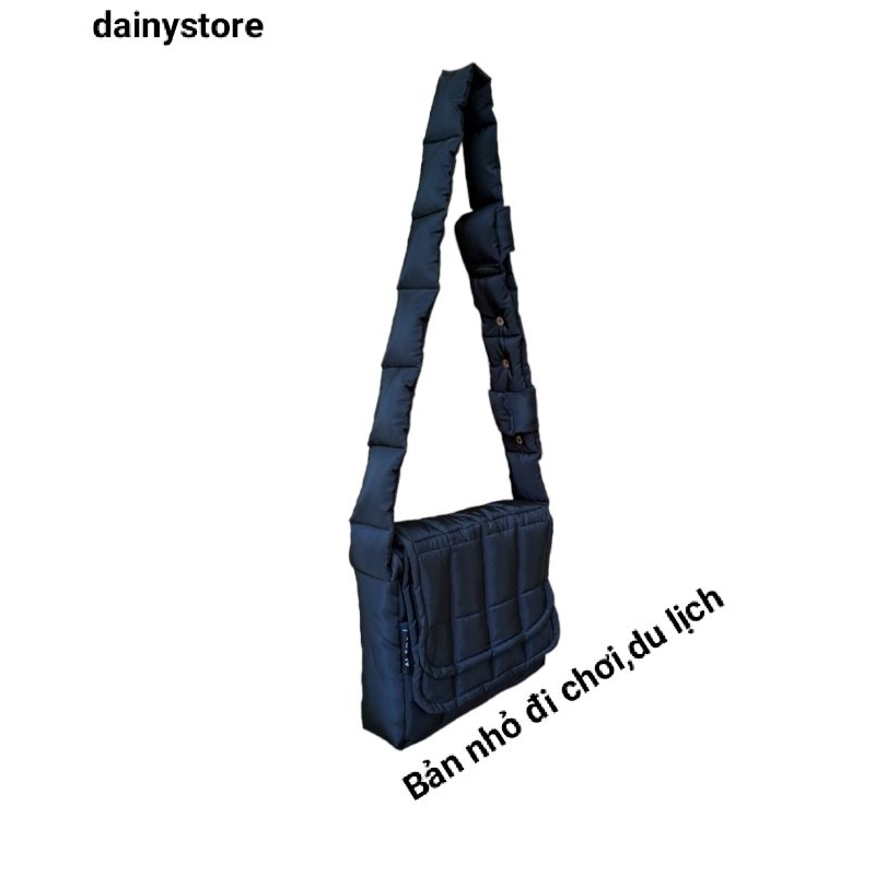 Túi đeo chéo chần bông BẢN NHỎ đi chơi, du lịch dainystore HAI  NẮP