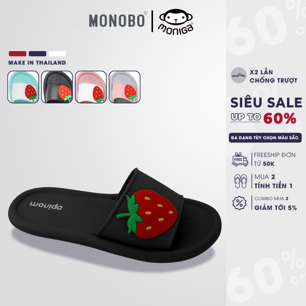 Dép Thái Lan Nữ quai ngang trái dâ ngọt ngào siêu nhẹ MONOBO - Moniga 28.2