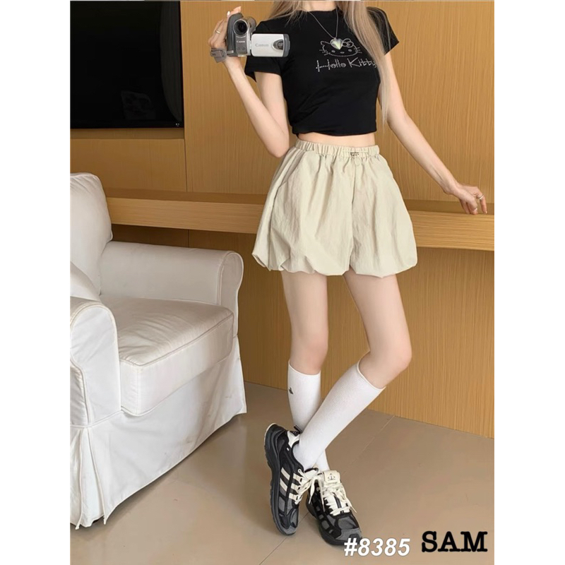 Quần sooc nữ bồng chun chất gió hàng chuẩn QC loại 1 mát ảnh thật cuối - hàng có sẵn
