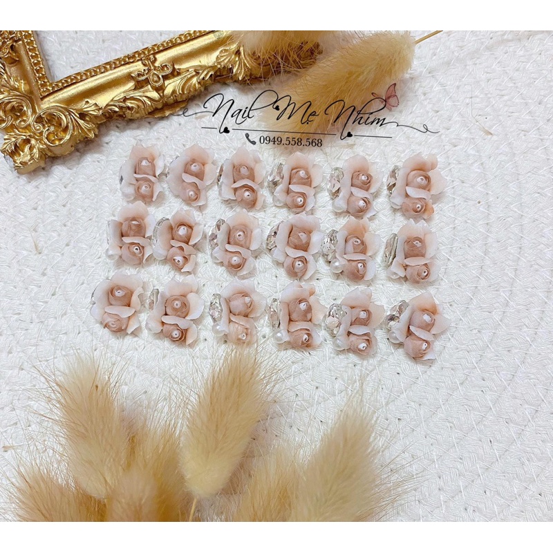 Hoa bột nail  hồng kép