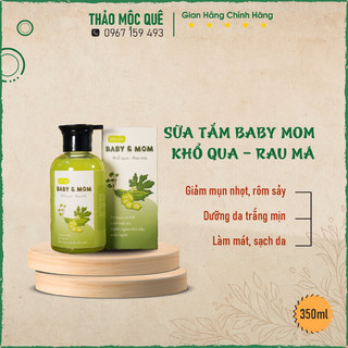 Sữa tắm trắng da Baby&Mom tinh chất khổ qua và rau má giảm mụn, rôm sảy toàn thân, mang lại làn da mịn màng, thơm nhẹ