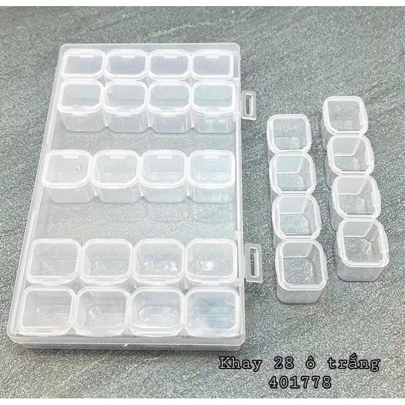 Khay nhựa 28 ô đựng đá, phụ kiện trang trí