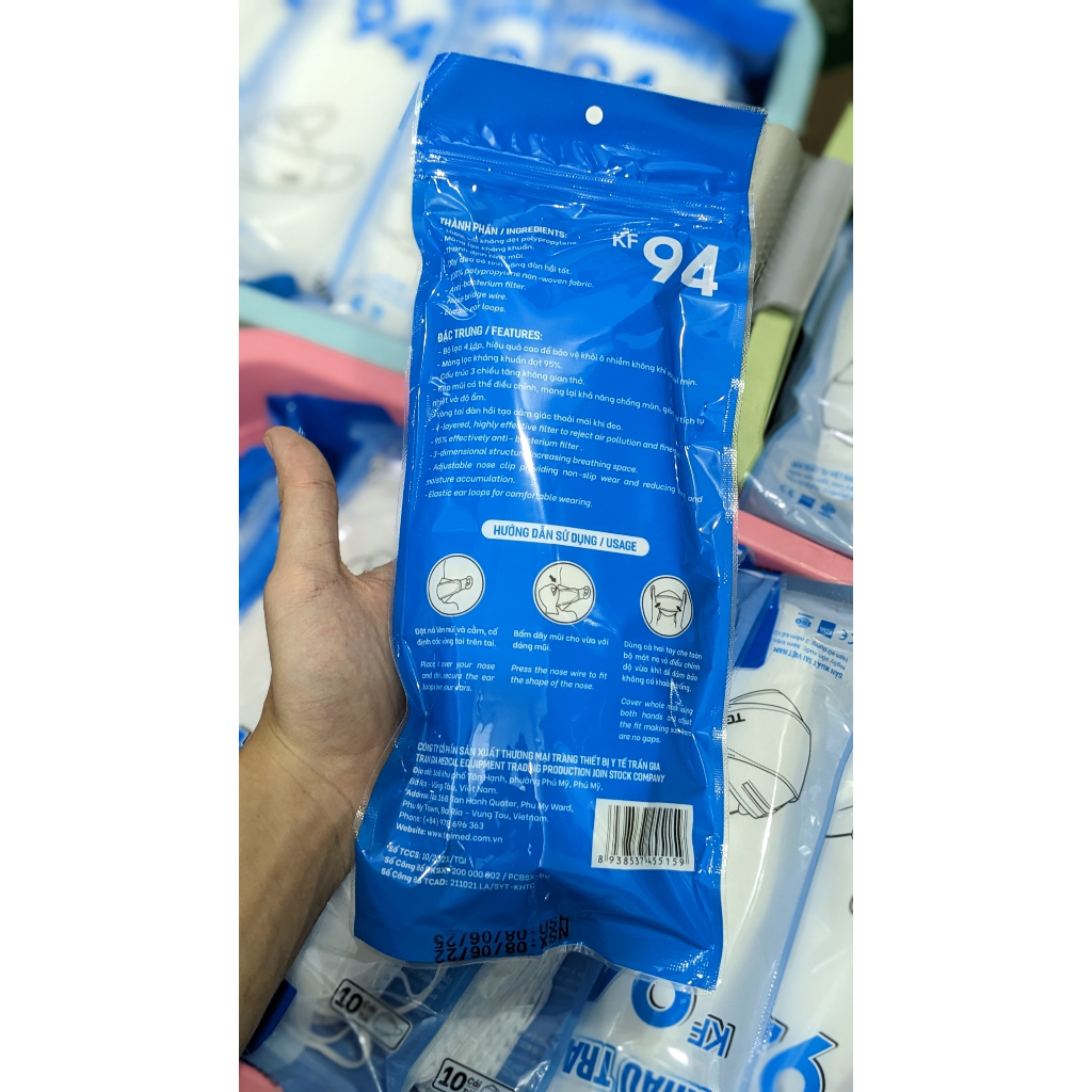 Khẩu Trang Y Tế KF94 TRẦN GIA 4 Lớp Kháng Khuẩn  | NOBORE