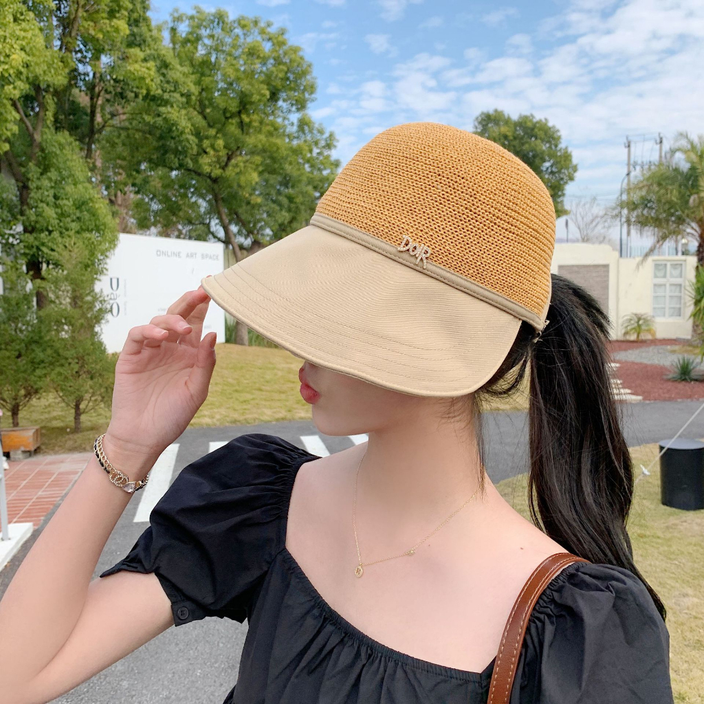 Mũ Vành Chống Nắng Chống Tia UV - In Chữ Đính Đá Thoáng Khí Thời Trang Mùa Hè Cho Nữ