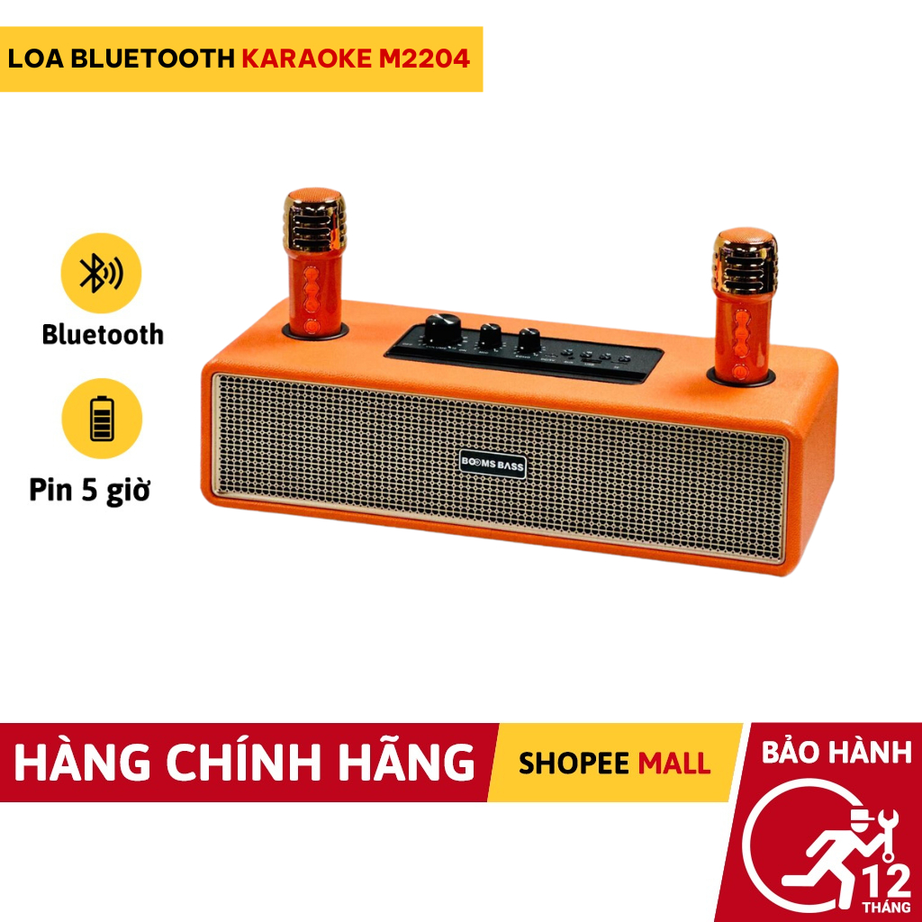 Loa Bluetooth Karaoke M2204 Kèm 2 Micro Không Dây Âm Thanh HD Bass Căng Bảo Hành Chính Hãng 12 Tháng- TECHZONE MALL