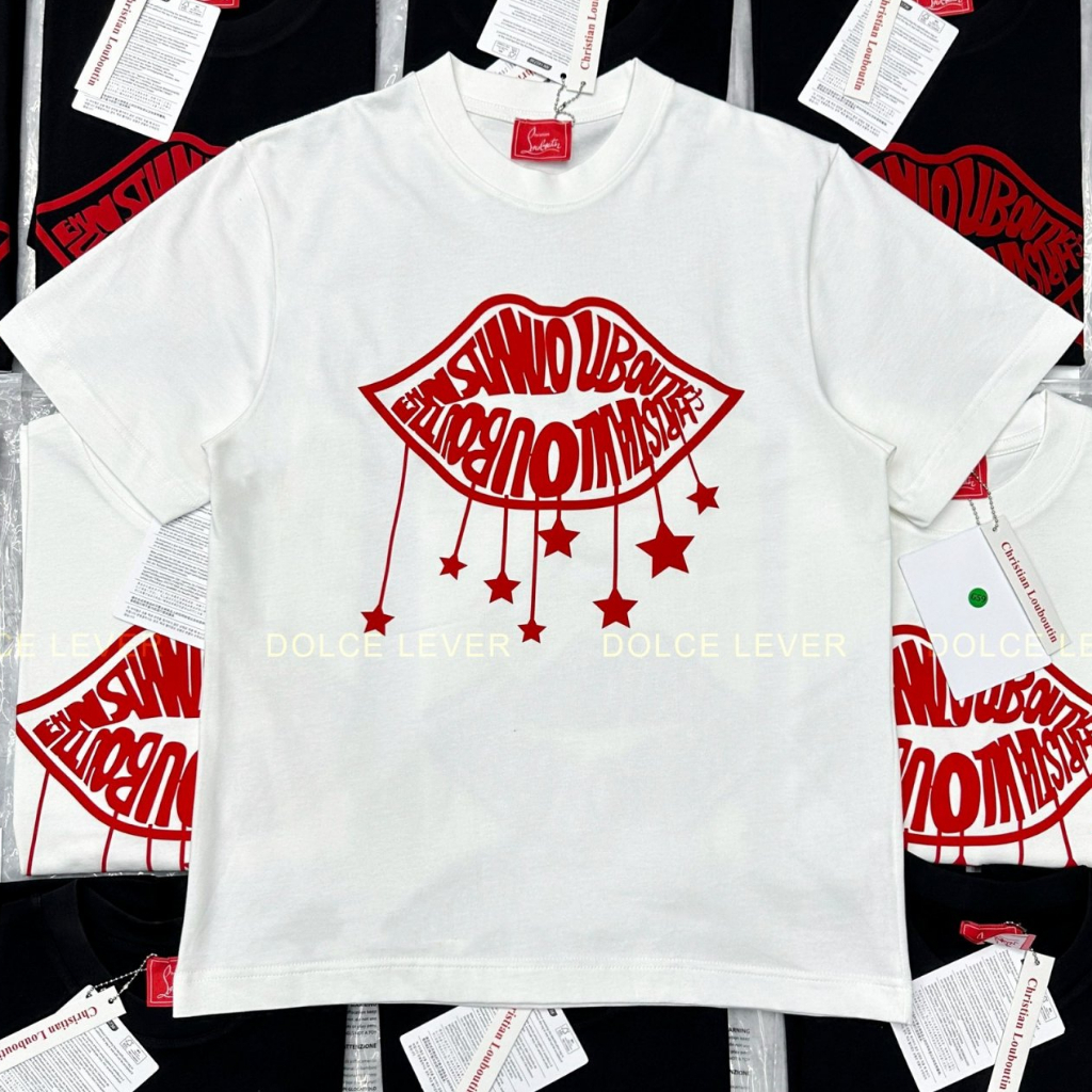 Áo Phông Nam Nữ Siêu Cấp In Kim Tuyến Môi Màu Đỏ, Áo Thun Tay Lỡ Logo In Chìm Chất Cotton Dày Dặn Form rộng Unisex CHẤT