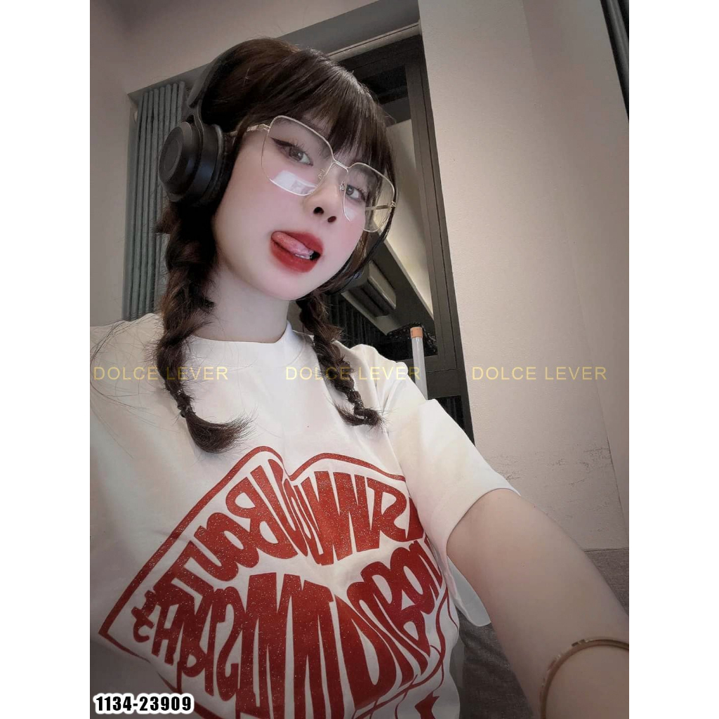 Áo Phông Nam Nữ Siêu Cấp In Kim Tuyến Môi Màu Đỏ, Áo Thun Tay Lỡ Logo In Chìm Chất Cotton Dày Dặn Form rộng Unisex CHẤT