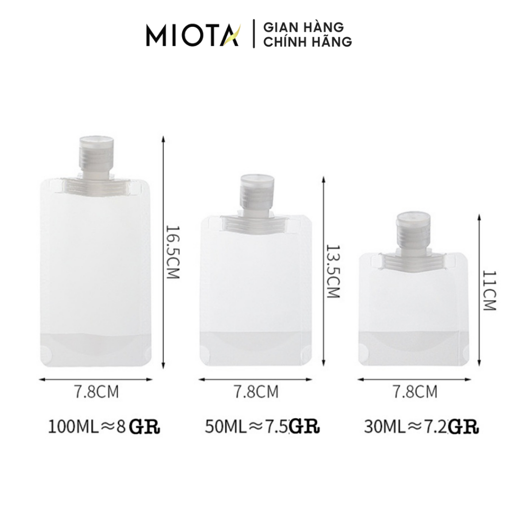 Túi chiết mỹ phẩm du lịch Miota tiện lợi, tái sử dụng 30ml/50ml/100ml