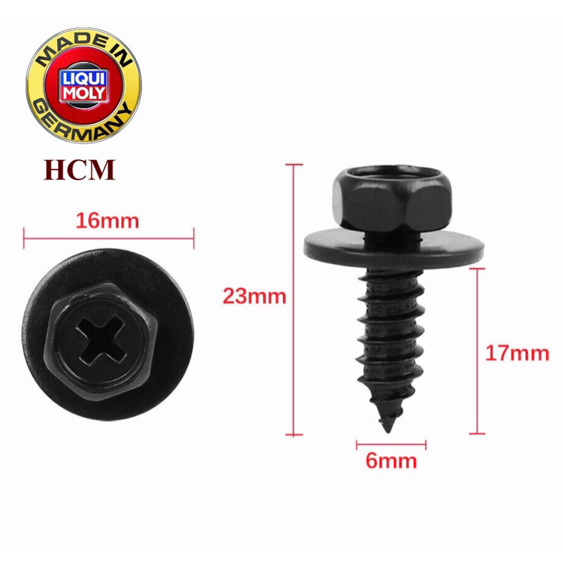 Combo 5 vít xoáy bắt chắn bùn,khoang máy ô tô 6 mm