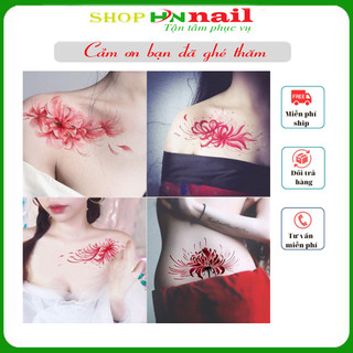 01 Tấm Hình Xăm NGẪU NHIÊN Dán Tattoo Tha Thu Hoa Bỉ Ngạn trong bộ 30 hình shop hnnail