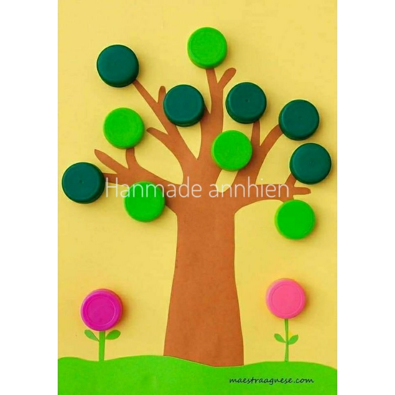 100 Nắp chai nhựa 3cm trộn màu - Đồ chơi mầm non, chơi ghép hình, làm hoa......