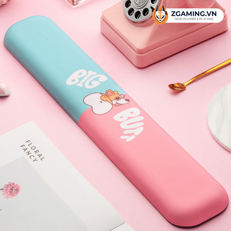 Miếng kê tay bàn phím Silicon 3D, Loại cao cấp làm từ vải lụa sữa và silicon siêu mát, siêu êm ái