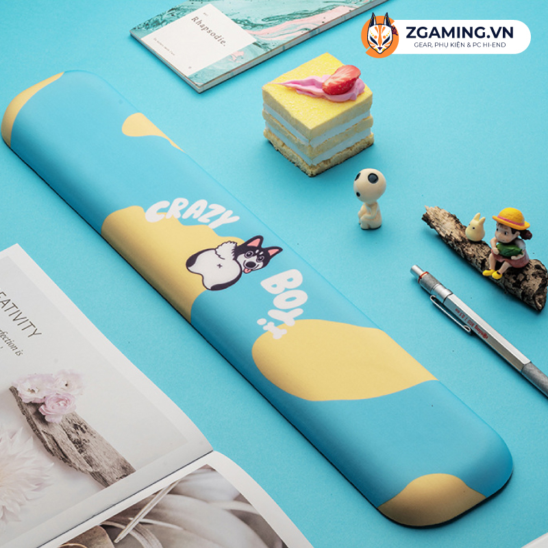 Miếng kê tay bàn phím Silicon 3D, Loại cao cấp làm từ vải lụa sữa và silicon siêu mát, siêu êm ái
