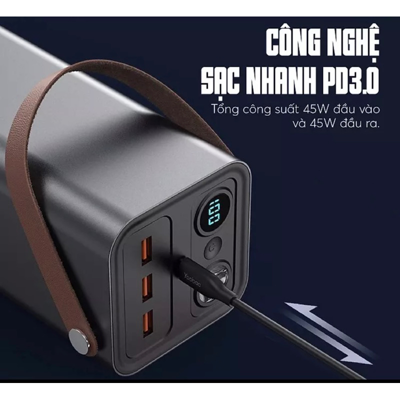SẴN HÀNG TRẠM SẠC DỰ PHÒNG YOOBAO 52800mAh 200V 200W TÍCH HỢP ĐÈN LED CHIẾU SÁNG NHƯ ĐÈN PIN