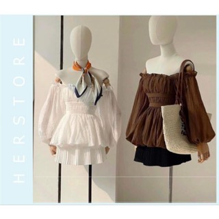  Áo trễ vai tay bồng dài BIGSIZE H001 