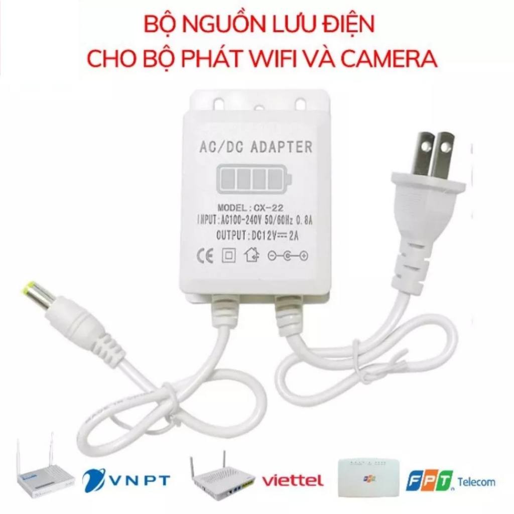 Pin sạc dự phòng wifi , Nguồn UPS 5V-12v dự phòng camera wifi 6-8h sau khi cúp điện hàng cao câp