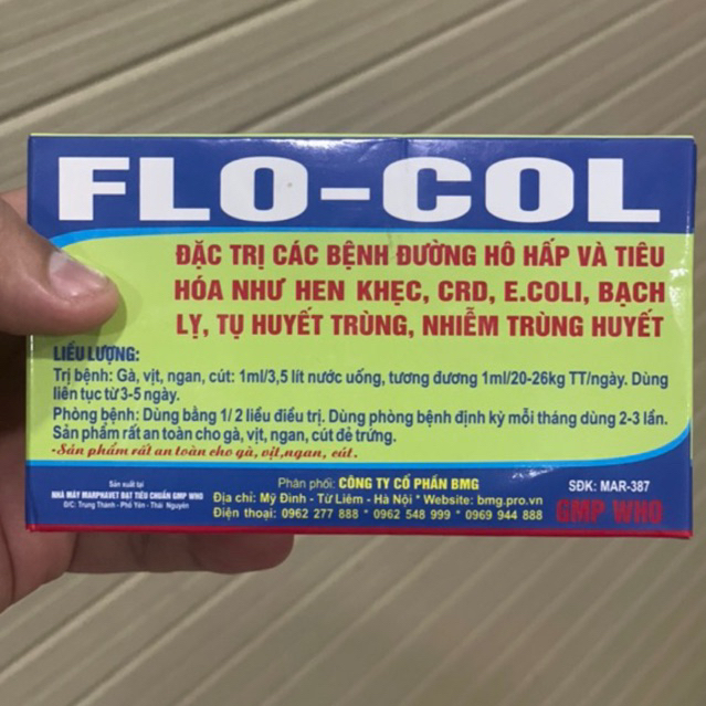 Flo-Col 10ml  khò,hen,khẹc, chăm sóc vật nuôi Vitamin & chất bổ sung dinh dưỡng