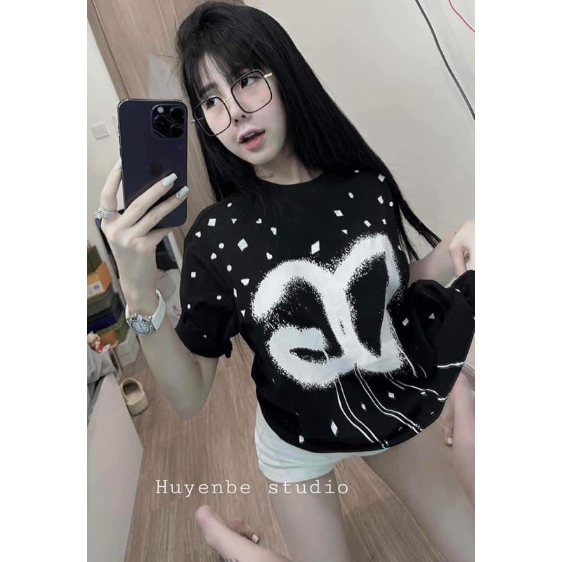 Áo thun chữ D chảy chấm vảy sơn hot hit unisex đẹp
