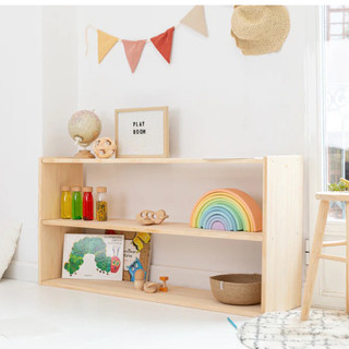 Kệ montessori đựng sách, đồ chơi cho bé, trang trí phòng học bằng gỗ thông tự nhiên benrikids