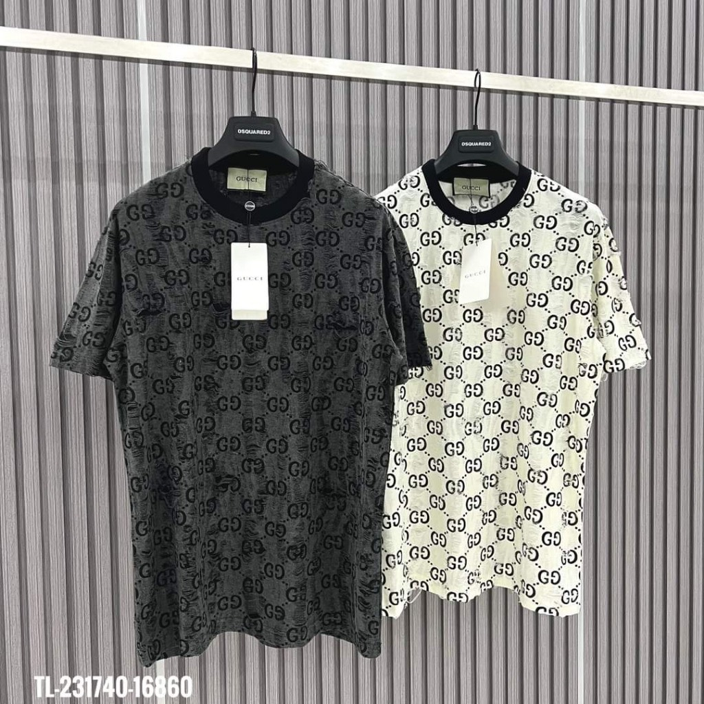 Áo Thun Guci Mài Rách Nhăn Áo Phông Cotton Dáng Rộng
