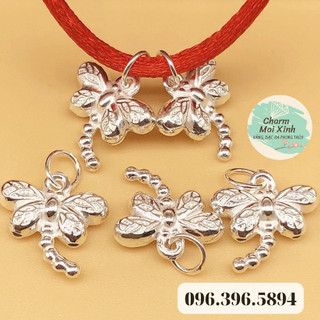 Chuồn chuồn đuôi dài treo - màu trắng - charm phụ kiện xâu, phối vòng tay, phong thủy may mắn nam, nữ