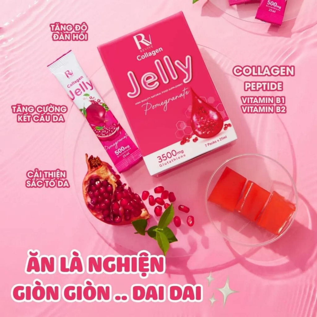 Thạch Lựu Trắng Da Revive Jelly Collagen - Full hộp 7 Gói