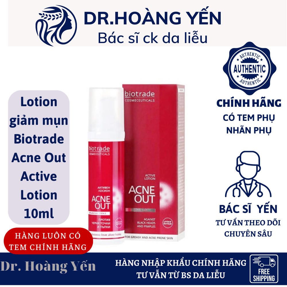 [ CHÍNH HÃNG CÔNG TY] Lotion giảm mụn Biotrade Acne Out Active Lotion 10ml nhanh chóng - hiệu quả BS Hoàng Yến