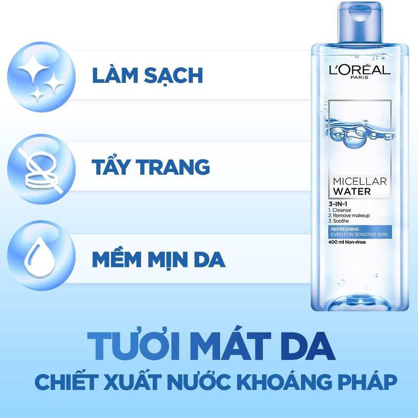 Nước Tẩy Trang Dưỡng Ẩm Làm Sạch Sâu L'oreal 400ml [Đủ Màu]