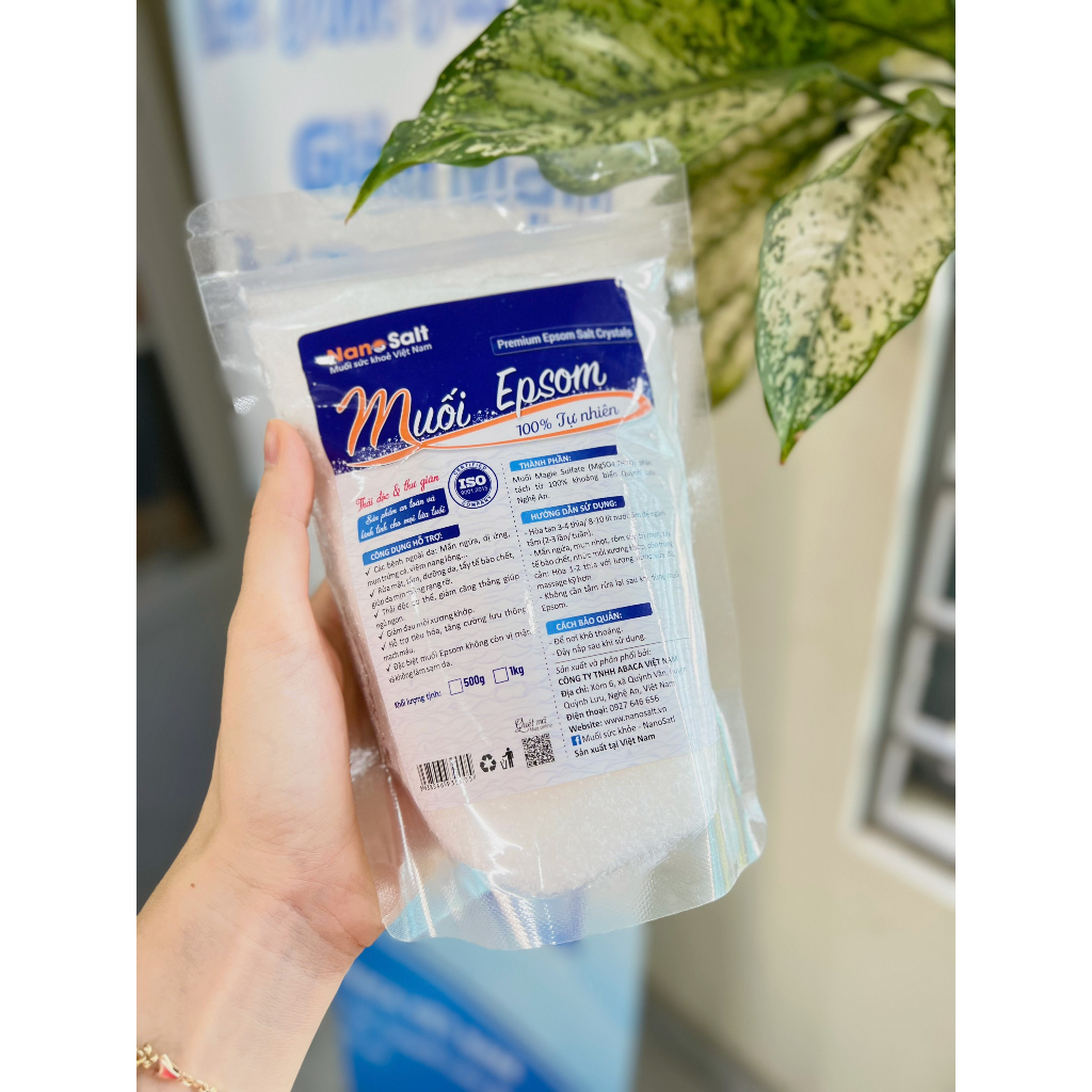 Muối Epsom Tinh Khiết | Muối Epsom thải độc (Uống được)|Túi 1kg
