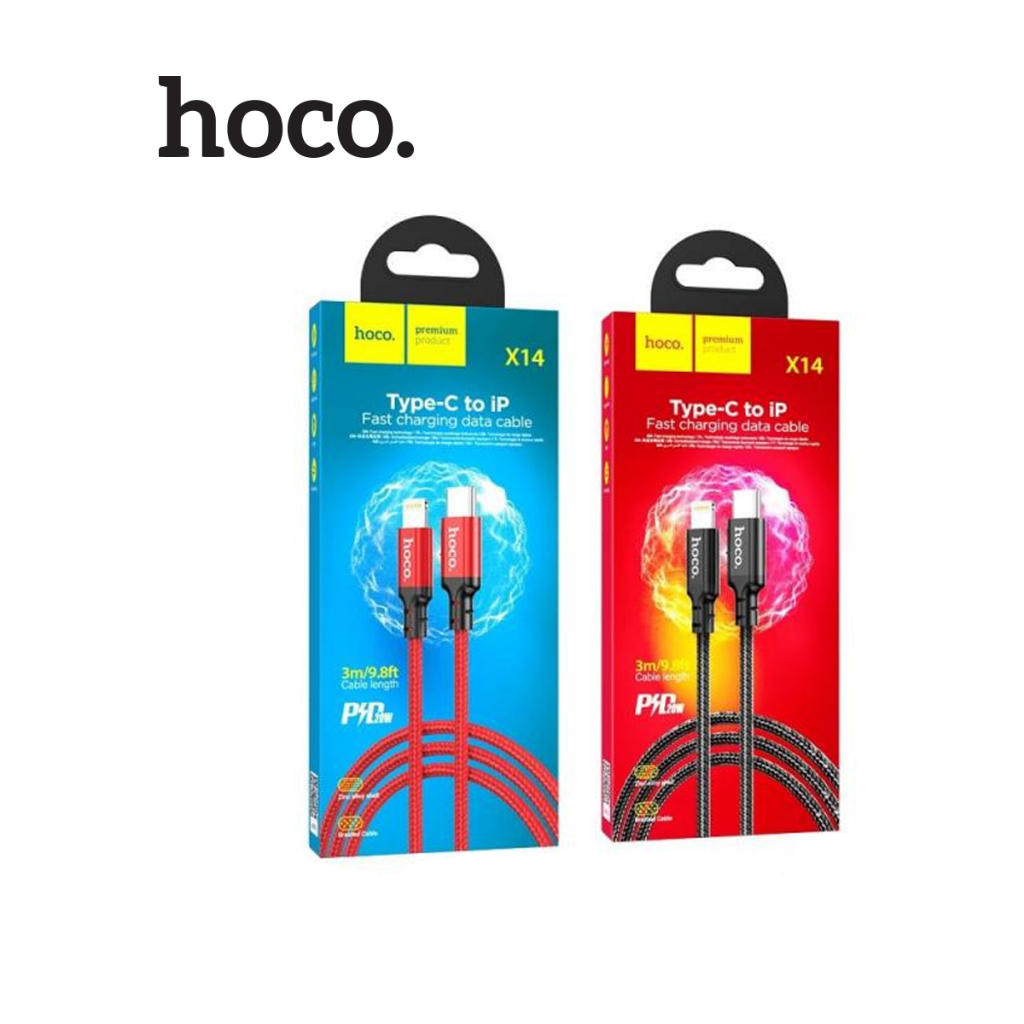 Cáp sạc PD20W Hoco X14 truyền dữ liệu cho 12/13/14 ,dây bọc dù siêu bền chống đứt , dài 3M
