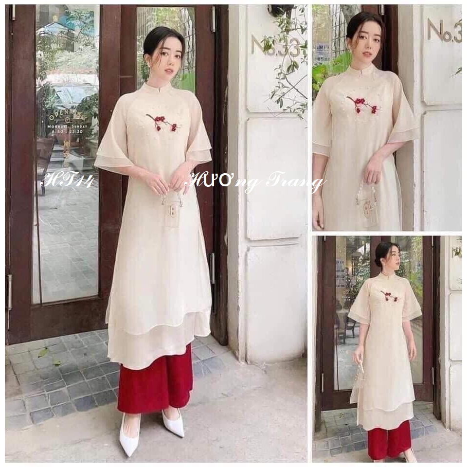 Áo Dài Tơ Lụa Thiết Kế Thủ Công.
