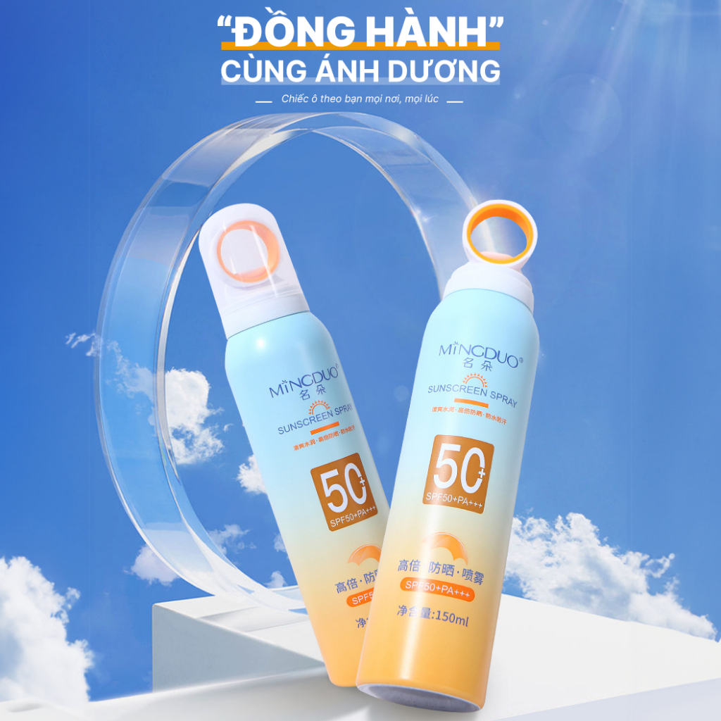 Kem chống nắng dạng bình xịt đầu phủ 360 độ SPF+ PA+++ Ova Mingduo lọ 150ml, chai sịt dưỡng ẩm, làm trắng, nâng tone da.