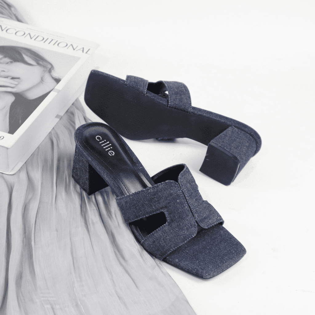 Guốc cao gót nữ hình chữ H thời trang cao 7cm 1185