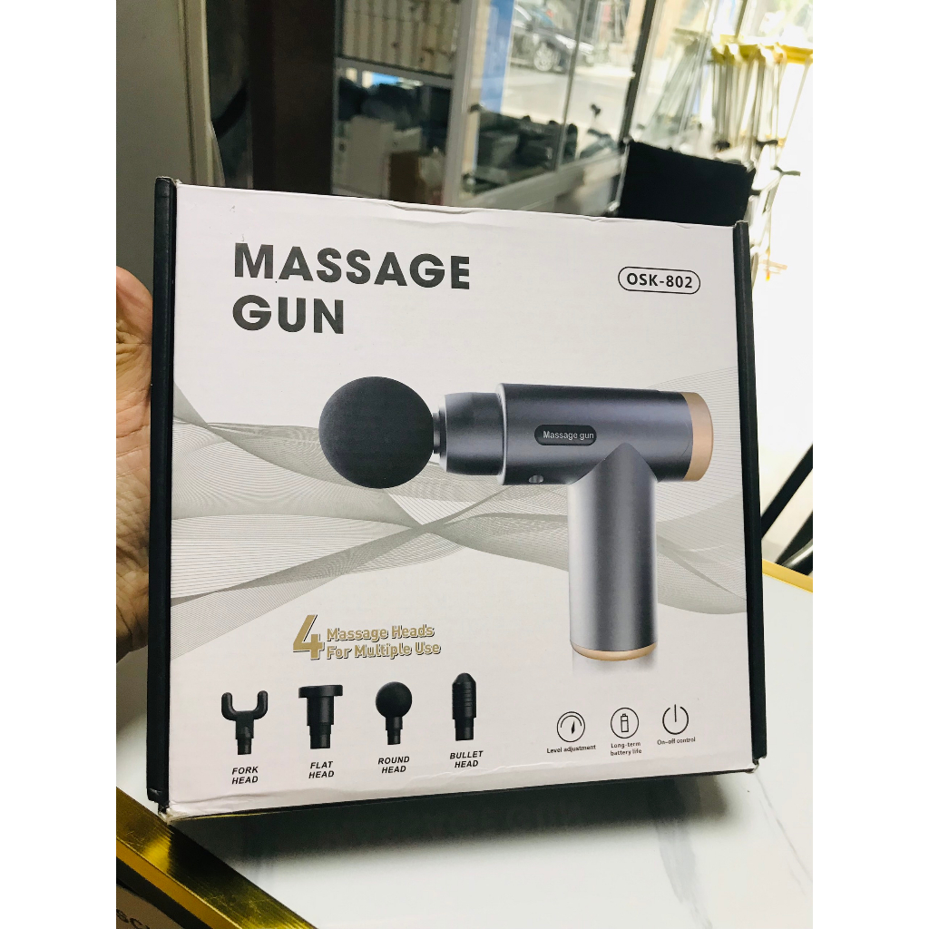 Máy Massage Gun Osk 802 (4 Đầu, 6 Chế Độ Rung)