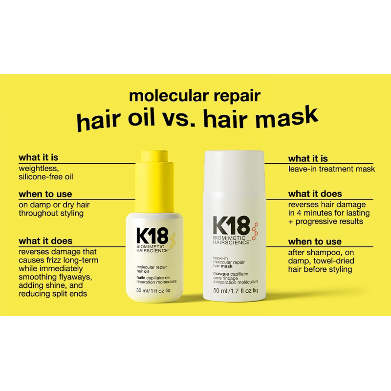Siêu phẩm dưỡng phục hồi tóc K18 Biomimetic Hairscience Leave-In Molecular Repair Hair Mask