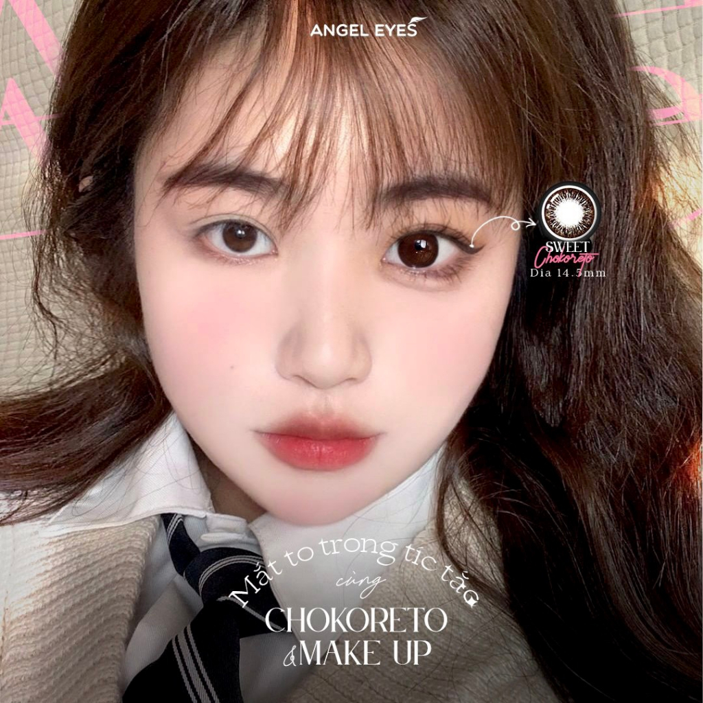 Lens giãn tròng Chokoreto có thương hiệu Angel Eyes có độ - Chất liệu Silicone Hydrogel độ giãn 14.5mm