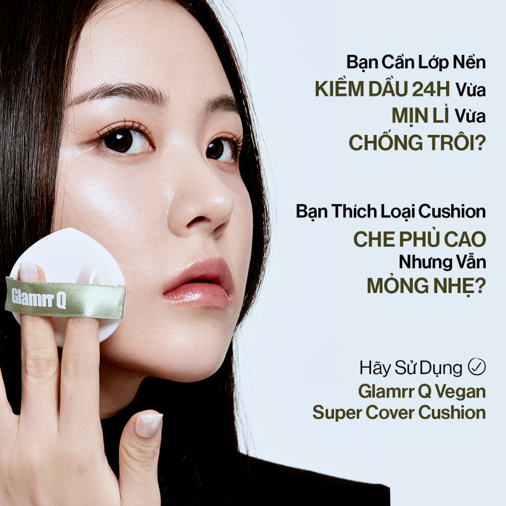 Siêu Phấn Nước Che Phủ GLAMRR Q Vegan Super Cover Cushion SPF50+/PA+++ (1 lõi x 15g)