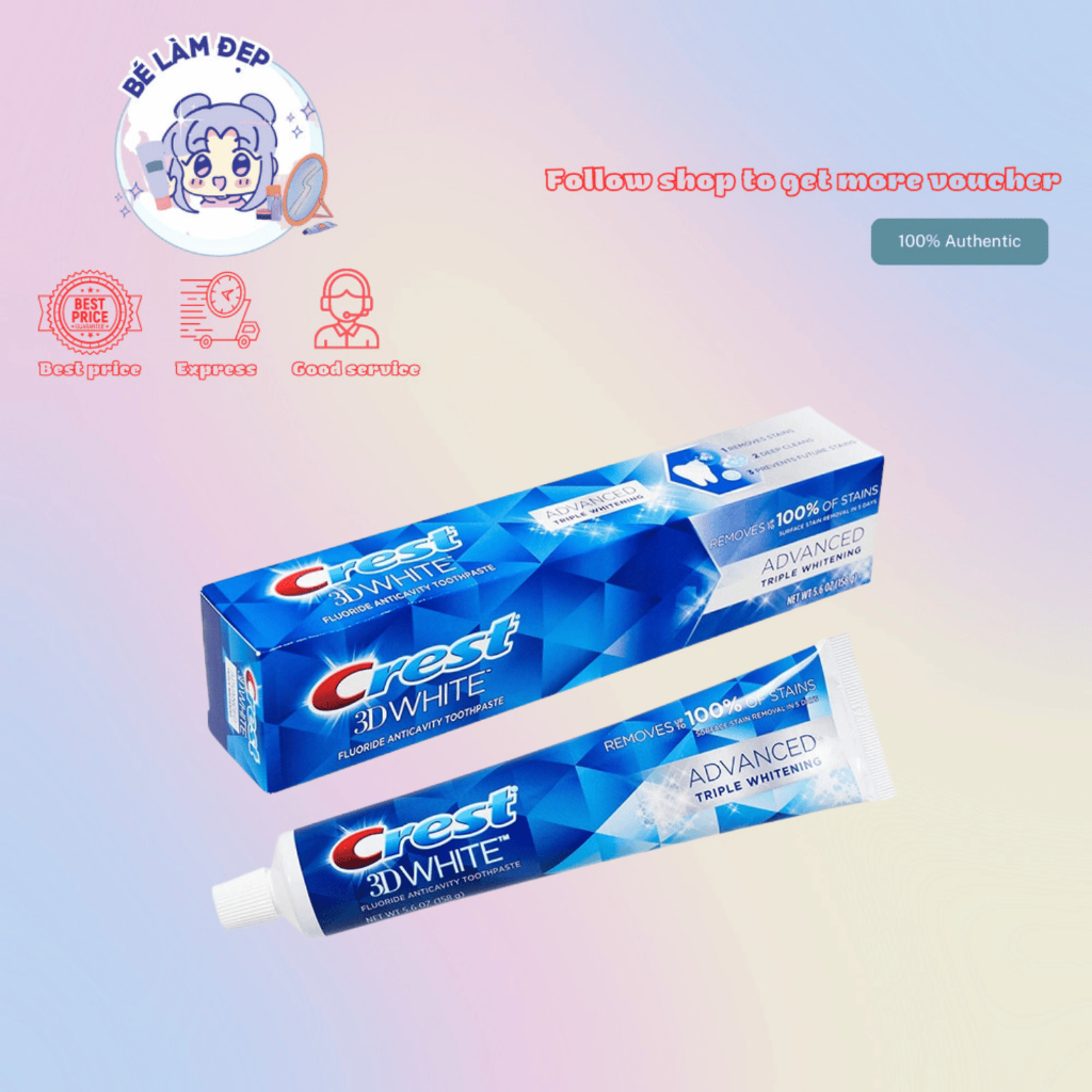 Kem đánh răng Crest 3D White Advanced Triple Whitening của Mỹ