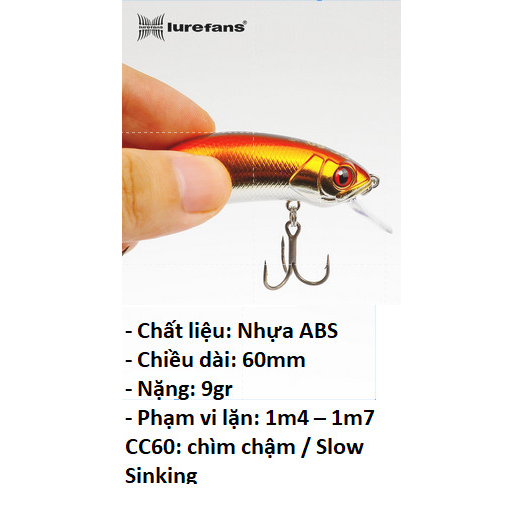 Mồi lure câu cá lóc, chẽm LureFans CC60 phân phối bởi Hitalure