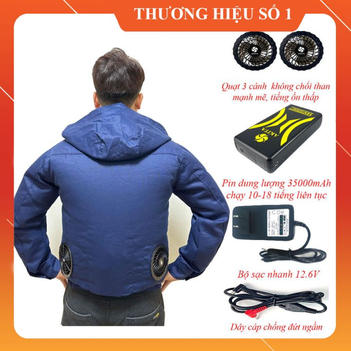 Pin Áo Điều Hoà Dung Lượng 35.000mAh-14V Chạy Liên Tục Mức Mạnh 11-20Tiếng