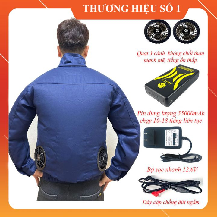 Pin Áo Điều Hoà Dung Lượng 35.000mAh-14V Chạy Liên Tục Mức Mạnh 11-20Tiếng